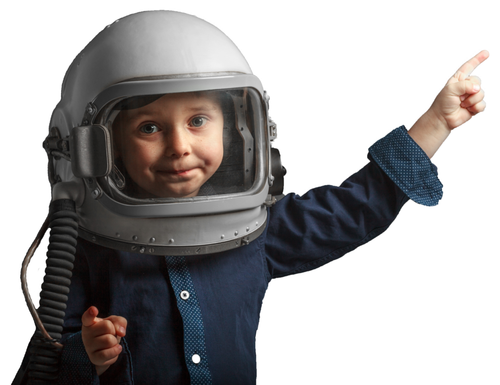 preschool kid in space helmet